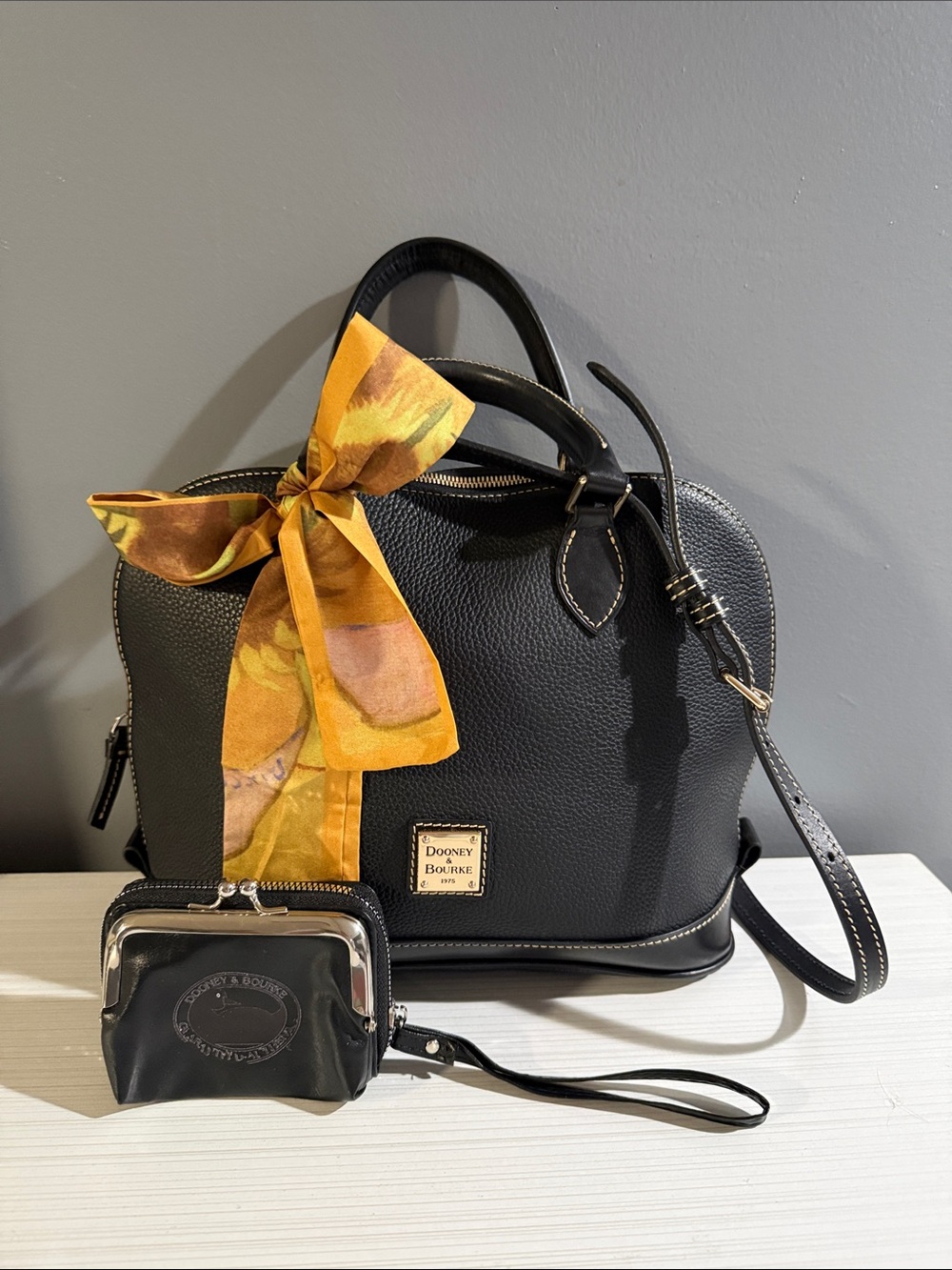 Dooney & Bourke Pebble Grain Zip Zip Satchel with kiss lock card holder